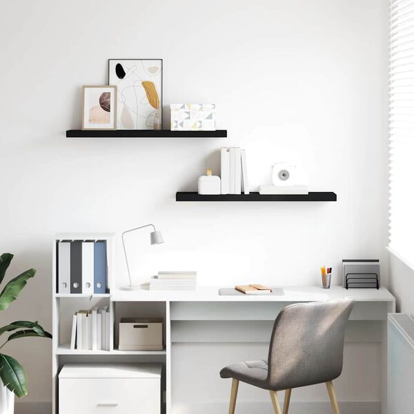 vidaXL Plutajuće zidne police 2 kom crne 90 x 23,5 x 3,8 cm MDF