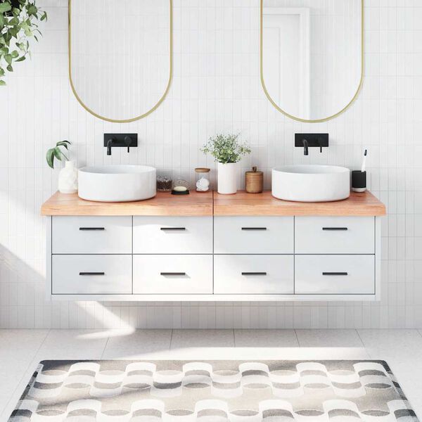 vidaXL Kupaonska radna ploča svjetlosmeđa 180x60x(2-6) cm masivno drvo