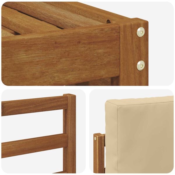 vidaXL Setovi sofa s jastukom 9 pcs Prirodna i bež Čvrsto drvo akacije