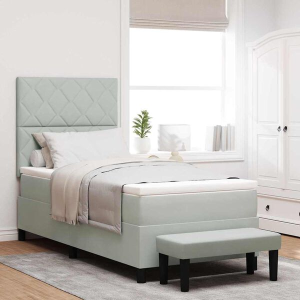 vidaXL Krevet s opruga kutije Svijetlo siva 90 x 200 cm Bar&scaron;un