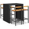vidaXL 5-dijelni vrtni barski set crni od poliratana i drva bagrema
