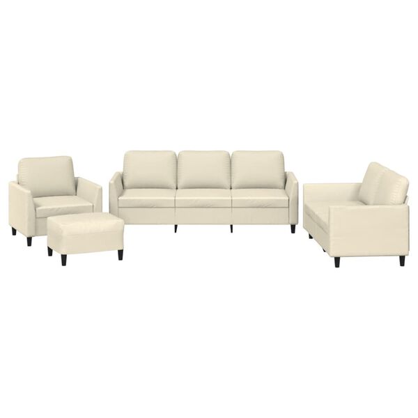 vidaXL 4-dijelni set sofa s jastucima krem od umjetne kože