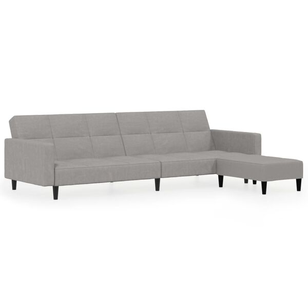 vidaXL Dvosjed na razvlačenje s tabureom od mikrovlakana svjetlosivi