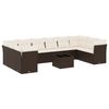 vidaXL 11-dijelni set vrtnih sofa od poliratana s jastucima smeđi