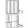 vidaXL Ograda za pse sa 16 panela crna od pocinčanog čelika