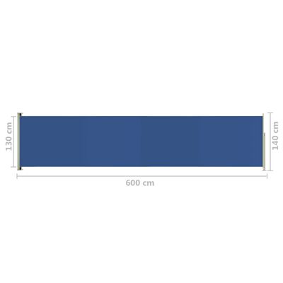 vidaXL Uvlačiva bočna tenda za terasu 140 x 600 cm plava