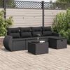 vidaXL 6-dijelni set vrtnih sofa s jastucima crni od poliratana