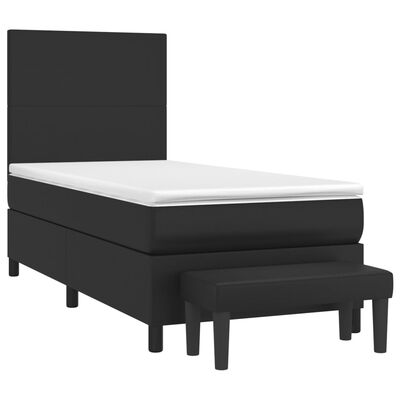 vidaXL Krevet s oprugama i madracem crni 90 x 200 cm od umjetne kože