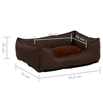 vidaXL Krevet za pse smeđi 85,5 x 70 x 23 cm flis s izgledom platna