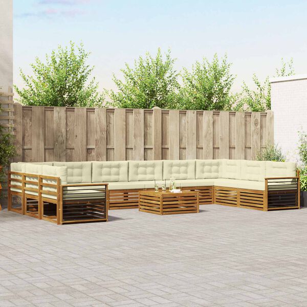 vidaXL Setovi sofa 11 pcs Prirodna i krem Čvrsto drvo akacije