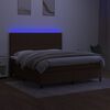 vidaXL Krevet box spring s madracem LED tamnosmeđi 180x200 cm tkanina