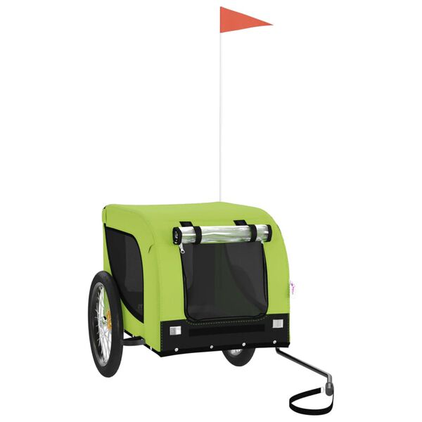 vidaXL Prikolica za bicikl za ljubimce zeleno-crna tkanina i željezo