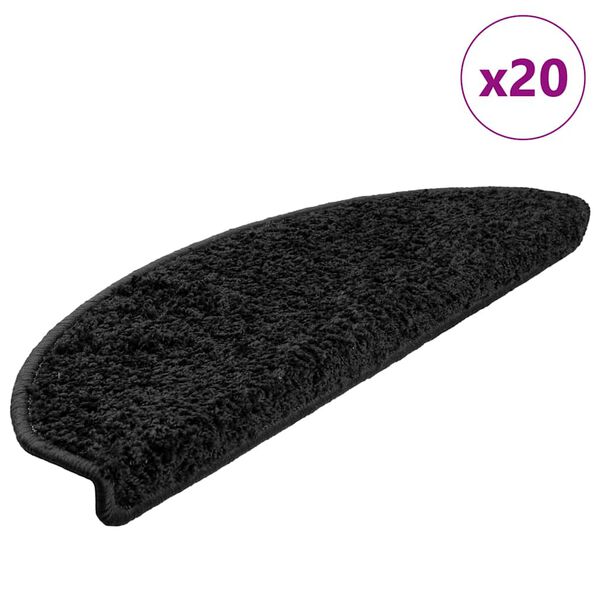 vidaXL Prostirke za stepenice 20 kom 65x21x4 cm Crne poluokrugle velike