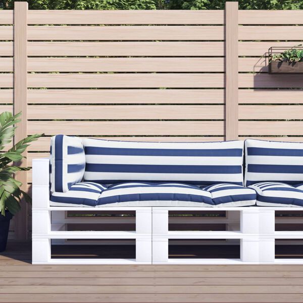 vidaXL Jastuci za palete 3 kom plavo-bijeli prugasti od tkanine Oxford