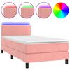 vidaXL Krevet box spring s madracem LED ružičasti 100x200cm bar&scaron;unasti