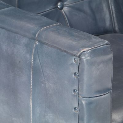 vidaXL Zaobljena fotelja od prave kože siva