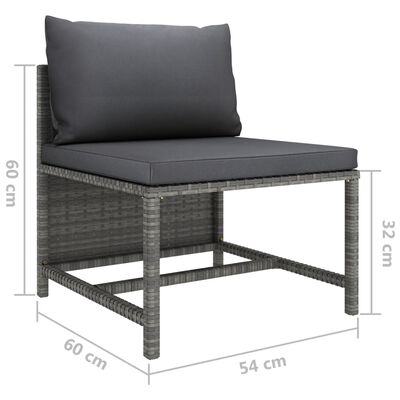 vidaXL Modularna srednja sofa od poliratana s jastucima siva