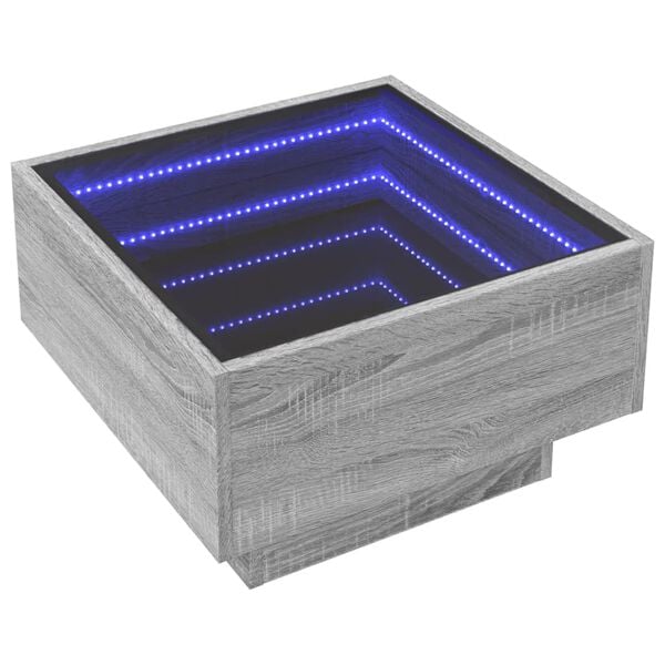 vidaXL Stolić za kavu LED boja hrasta 50x50x30 cm konstruirano drvo