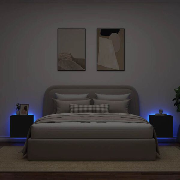vidaXL Zidni TV ormarići s LED svjetlima 2 kom crni 40,5 x 35 x 40 cm