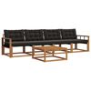 vidaXL Set vanjskih sofa s jastukom 5 pcs Prirodna i crna