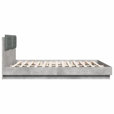 vidaXL Okvir kreveta s uzglavljem siva boja betona 200x200 cm drveni