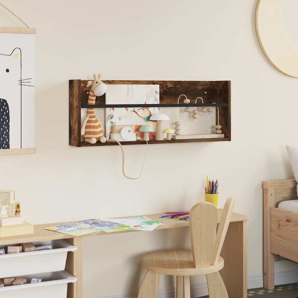 vidaXL Polica za časopise s policom Dimljeni hrast 80 x 12 x 30 cm