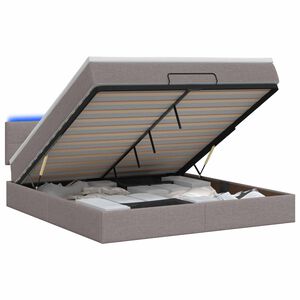 vidaXL Krevet od pjene s madracem i LED-om Sivosmeđa 140 x 190 cm