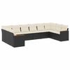 vidaXL 10-dijelni set vrtnih sofa s jastucima crni od poliratana