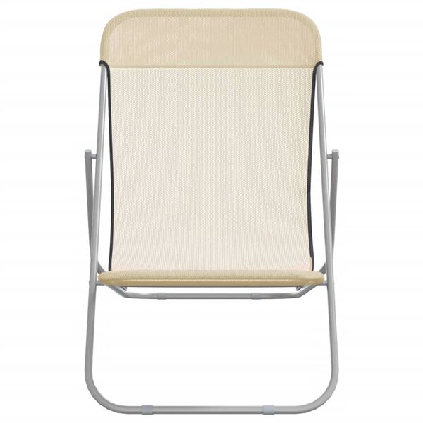 vidaXL Sklopive stolice za plažu 2 kom krem od tekstilena i čelika