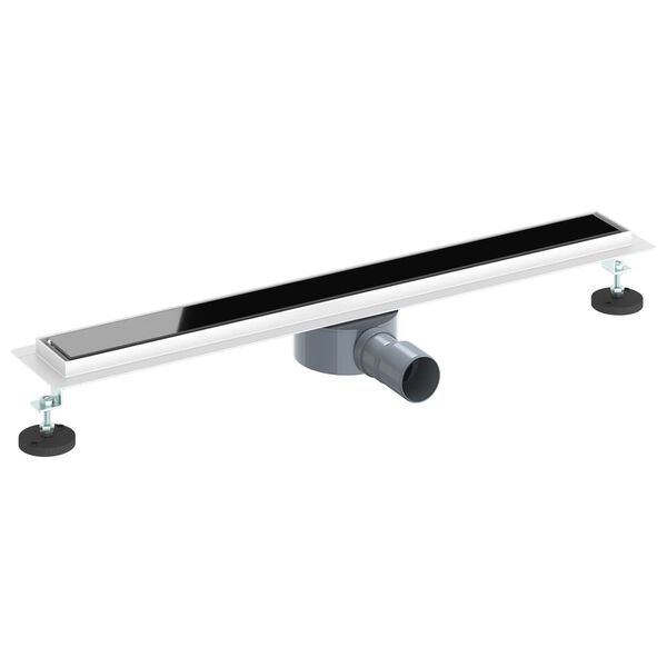 vidaXL Odvod za tu&scaron; s staklenim poklopcem i 360&deg; sifonom Crna 70 cm