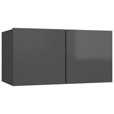 vidaXL 4-dijelni set TV ormarića visoki sjaj sivi od iverice