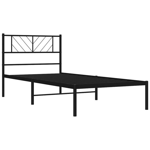 vidaXL Metalni okvir za krevet s uzglavljem crni 107x203 cm