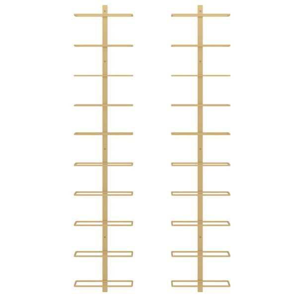 vidaXL Zidni stalak za vino za 10 boca 2 kom zlatni metalni