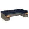 vidaXL 10-dijelni set vrtnih sofa od poliratana s jastucima sivi