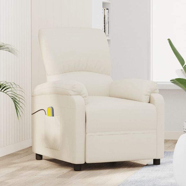 vidaXL Masažna fotelja od tkanine krem