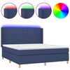 vidaXL Krevet box spring s madracem LED plavi 160x200 cm od tkanine