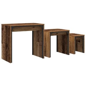 vidaXL Kava Stol 3 pcs Staro drvo 60 x 35 x 56 cm Konstruirano drvo