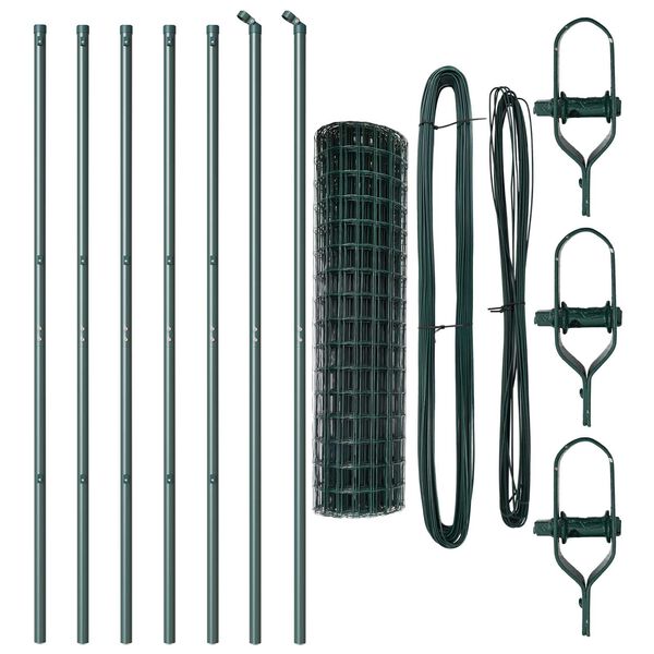 vidaXL Ograda s postovima Zelena 1,4 x 10 m Čelik i PVC