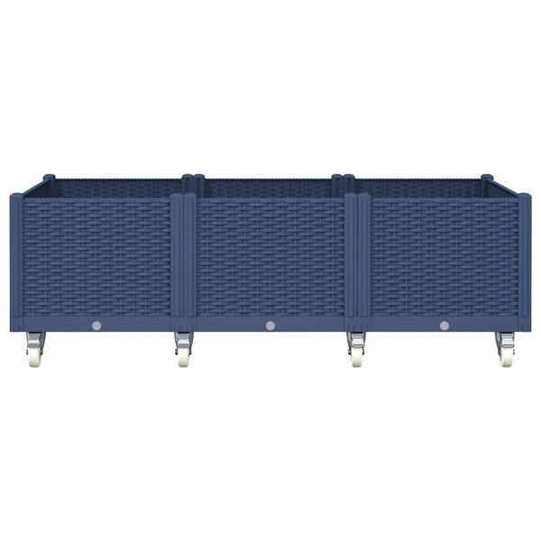 vidaXL Vrtna sadilica s kotačima plava siva 150x80x54 cm PP