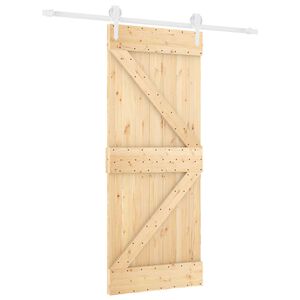 vidaXL Klizna vrata 85 x 210 cm Čvrsta borovina (neobrađena)