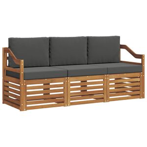vidaXL Setovi sofa 3 pcs Prirodna i antracit Čvrsto drvo akacije