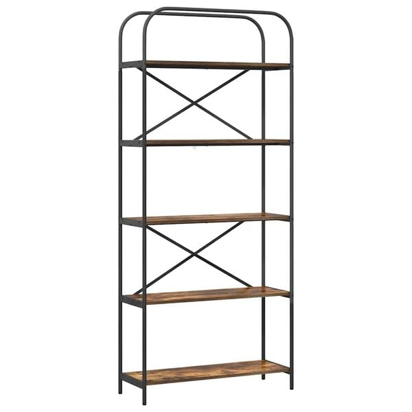 vidaXL Polica Dimljeni hrast 80 x 30 x 183 cm Konstruirano drvo