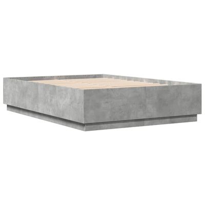 vidaXL Okvir kreveta s LED svjetlima boja betona 160 x 200 cm drveni