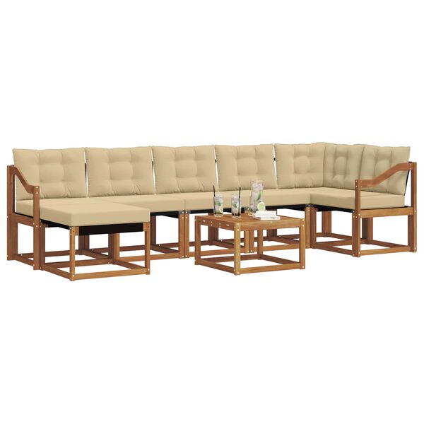 vidaXL Set vanjskih sofa s jastukom 8 pcs Prirodna i bež