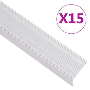 vidaXL Rubnjaci za stepenice L-oblik 15 kom aluminijski 90 cm srebrni