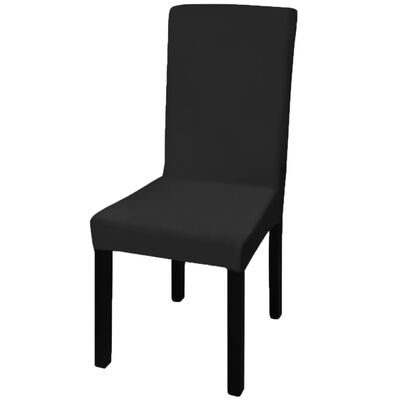 vidaXL Ravne rastezljive navlake za stolice 6 kom crne