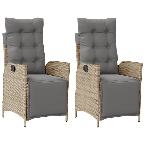 vidaXL Vrtni naslonjači 2 kom s osloncem za noge bež od poliratana