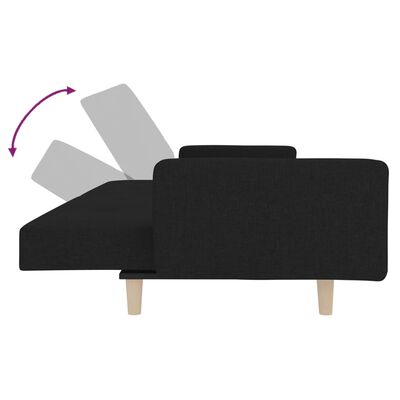 vidaXL Dvosjed na razvlačenje s dva jastuka crni od tkanine