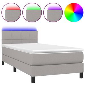 vidaXL Krevet box spring s madracem LED svjetlosivi 80x200 cm tkanina