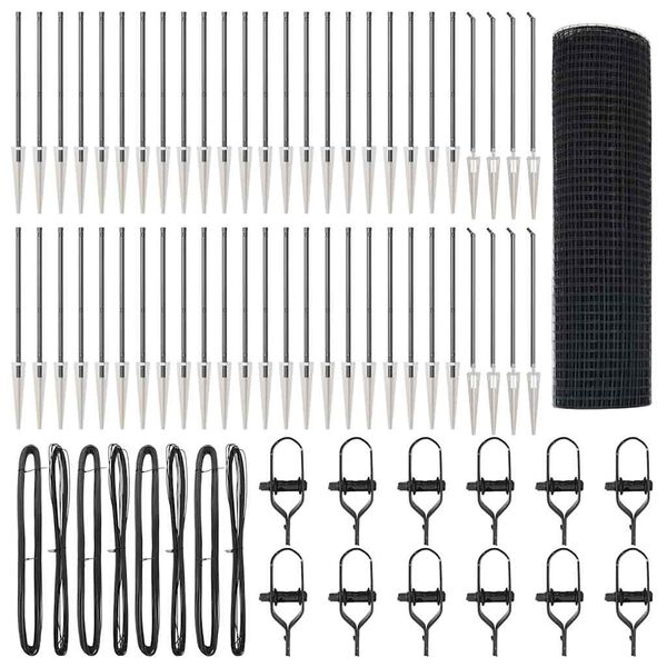 vidaXL Stup za ogradu Siva 100 x 0,6 m (mreža 25 x 25 mm) Čelik i PVC